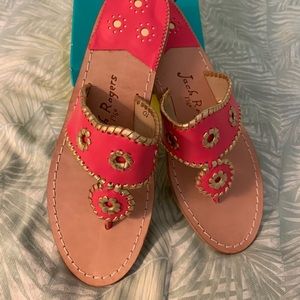 Jack Rogers Pink and Gold Leather Sandals